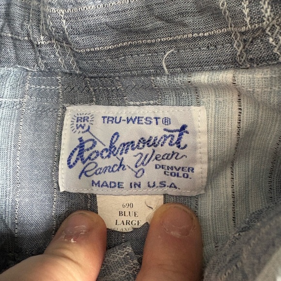 Vtg 90s Tru-West Rockmount Ranchwear Western Wear Diamond Button Cowboy Shirt - Picture 4 of 8